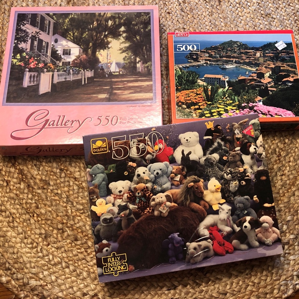 3 vintage puzzles, intact, put together once.  Very good condition